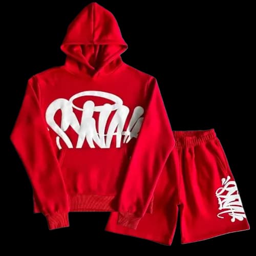 Syna World Red Hoodie And Shorts Set — Tracksuits from Weidian