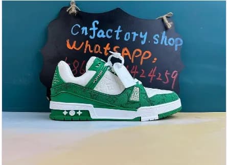 Lv Trainer Green Monogram Denim White — Shoes from Weidian, photo 2 of 2