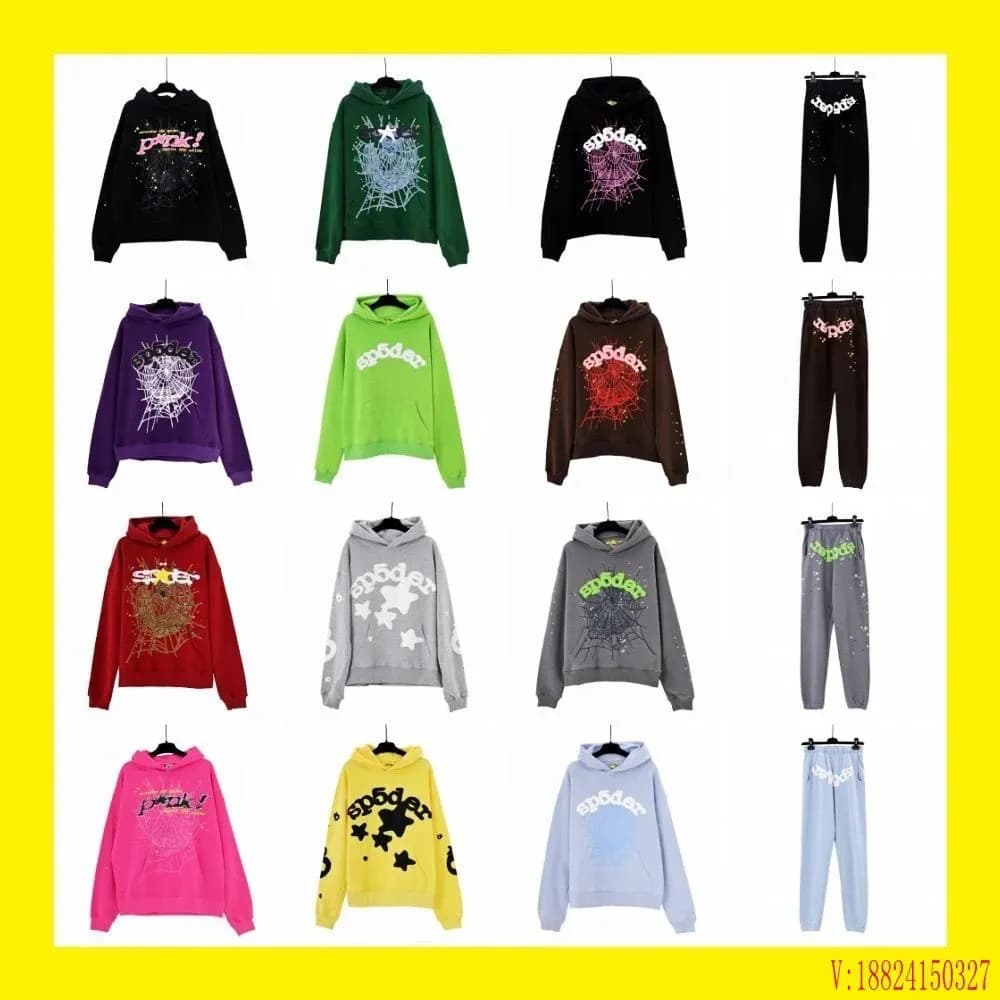 hip hop singer sp5der printed couple hoodie men s and women s hoodie sports suit 81 from Weidian
