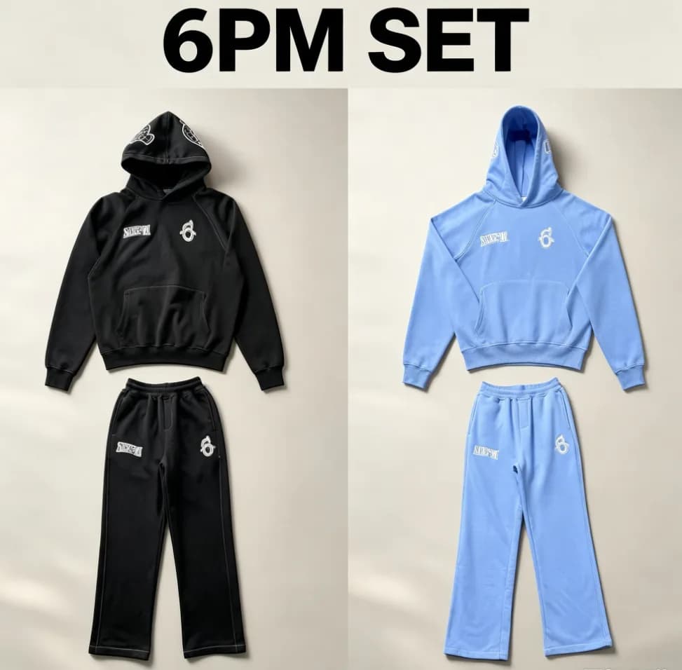 6PM Embroidered Hoodie & Sweatpants Set — tracksuits from Weidian