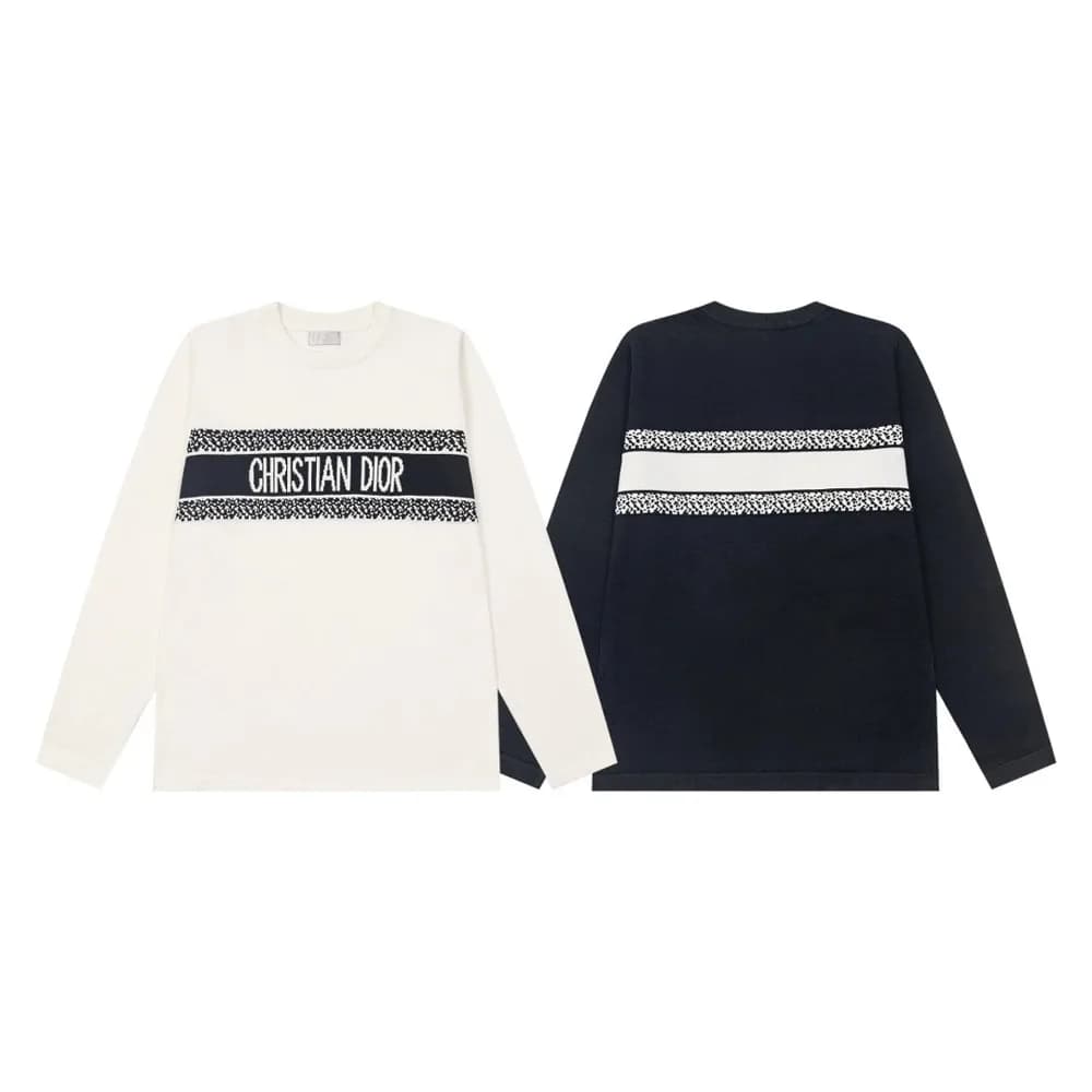 Dior Style Logo Stripe Long Sleeve Tee — tShirts from Weidian