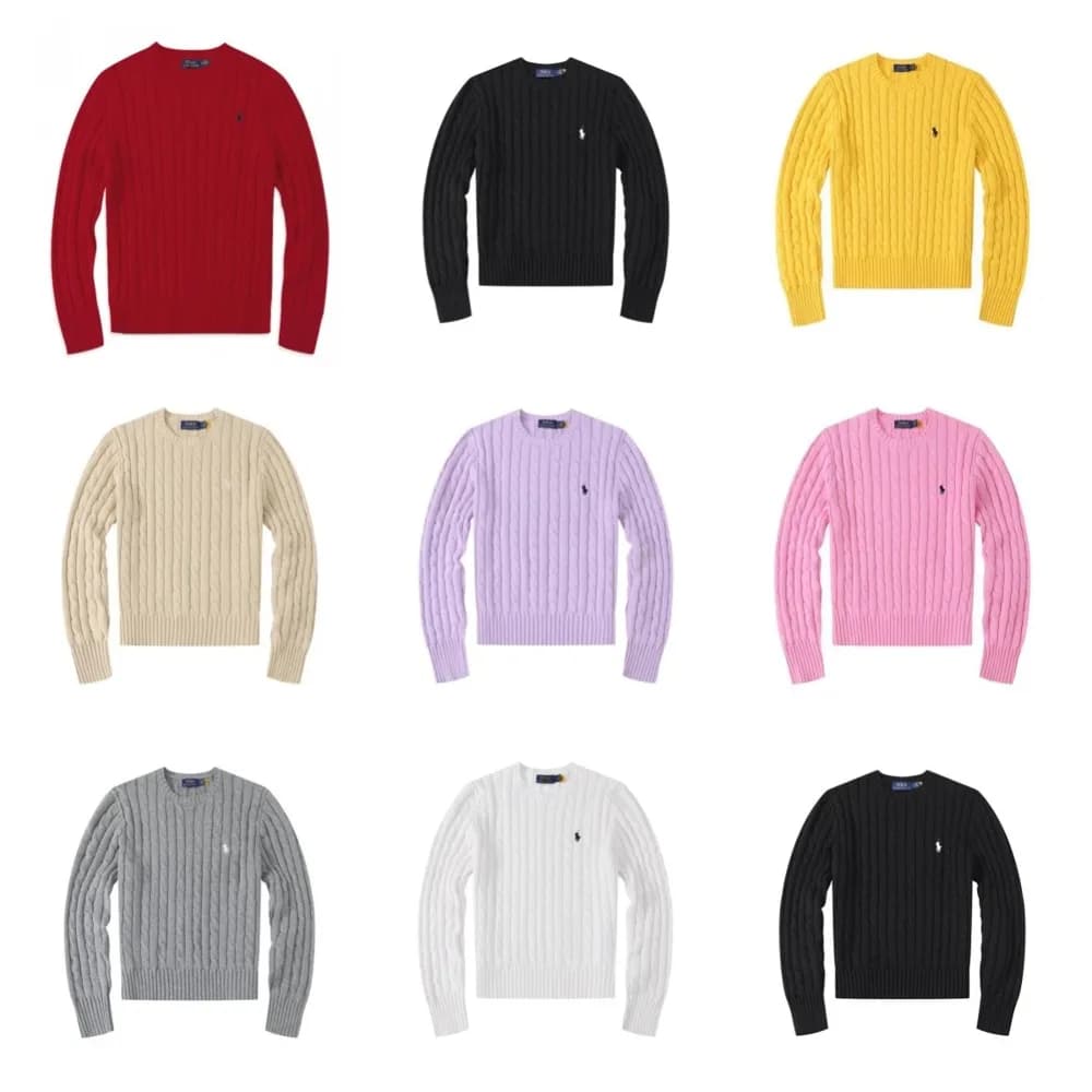 Polo Style Cable Knit Crewneck — clothing from Weidian