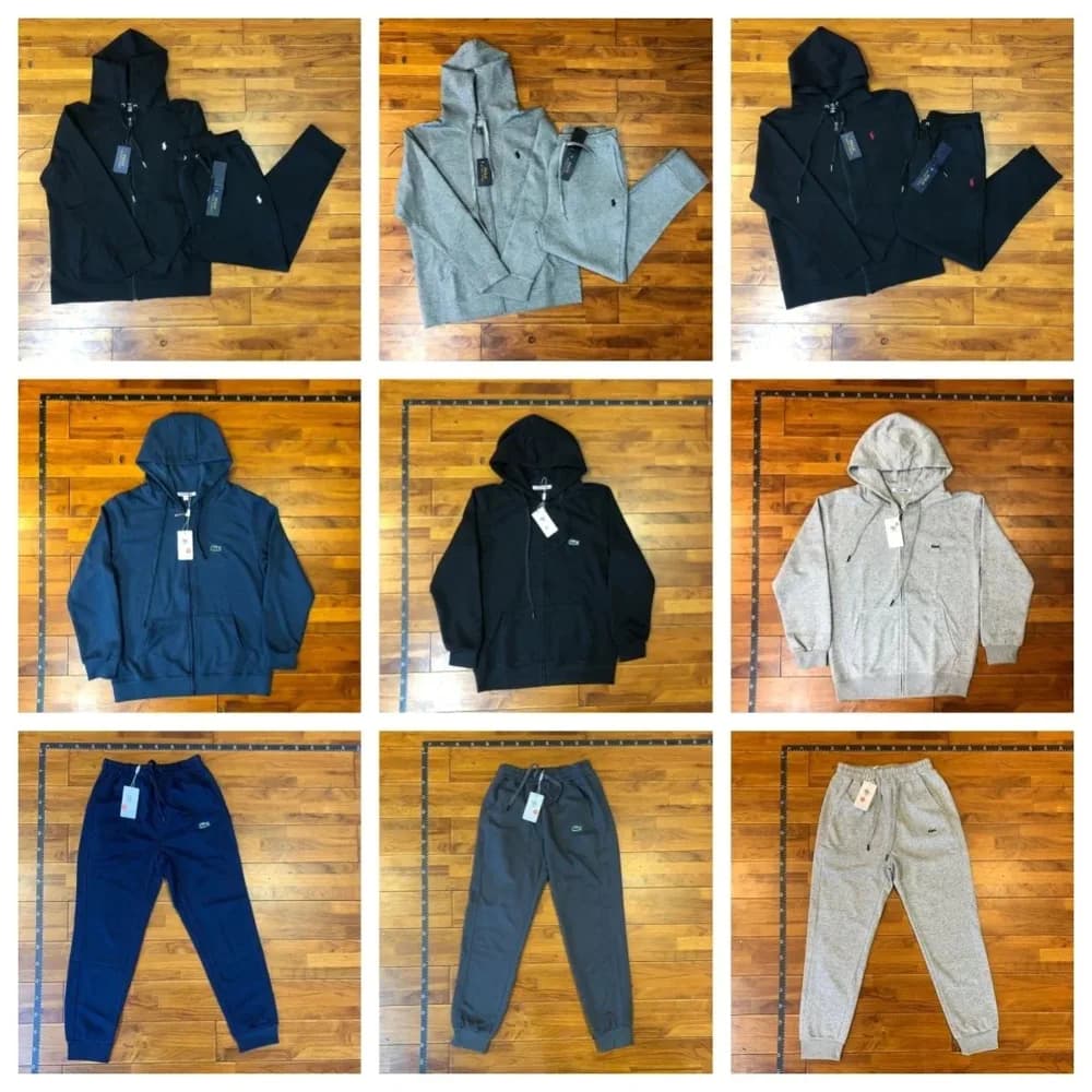 Polo Style Fleece Hoodie & Jogger Set — tracksuits from Weidian