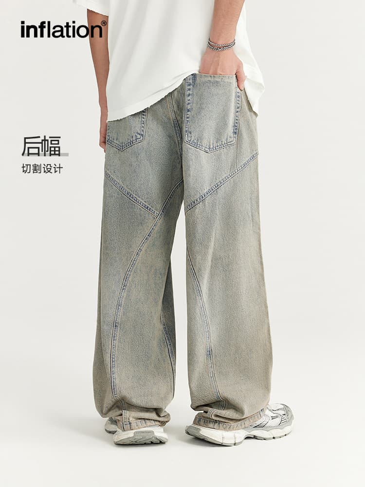 INF Men's Wear | Washed Cut Wide Leg Jeans 2024 Spring and Summer New Trendy Street Loose Straight Men's Trousers from 1688