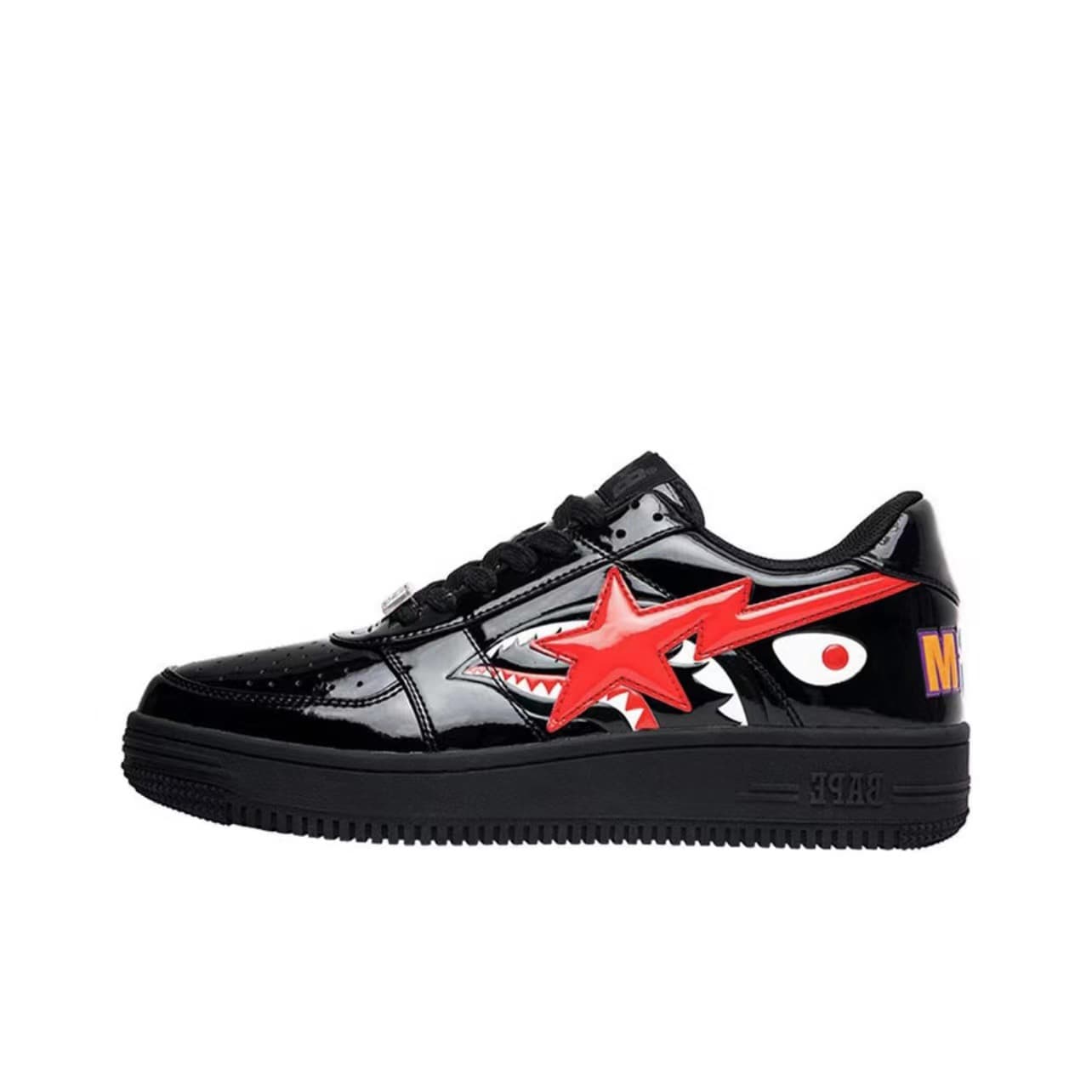 BAPESTA SK8 DUNK street trend black and white shark couple vibe low top casual sneakers board shoes from 1688