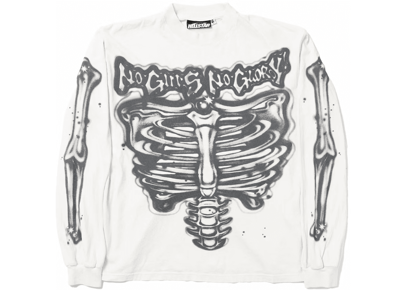 Hellstar Airbrushed Bones Longsleeve White — T-Shirts from Taobao