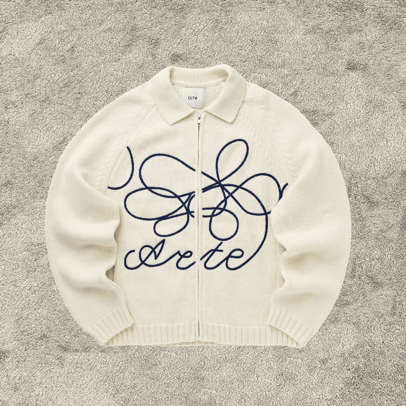 Arte Cardigan Flower Round Knit Beige — Hoodies from Taobao