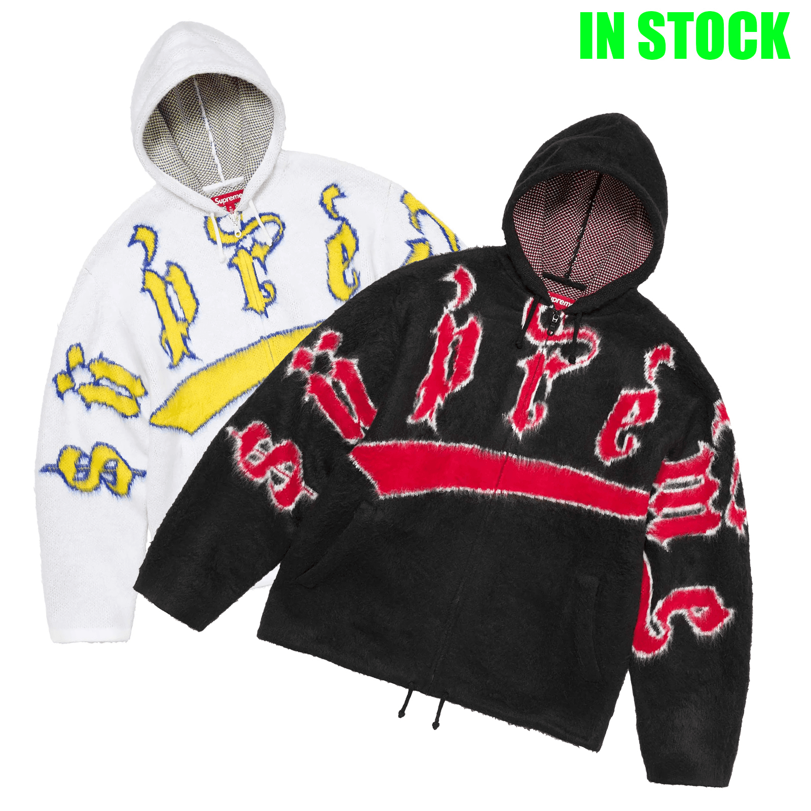 Supreme Accent Brushed Zip Up Hooded Sweater — Jackets from Taobao