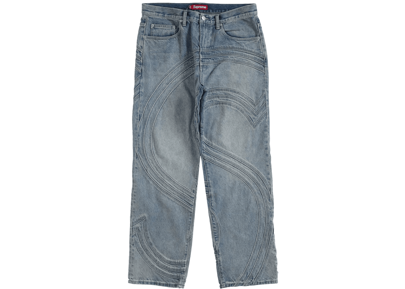 Supreme S Logo Loose Fit Jean Washed Blue — Pants from Taobao
