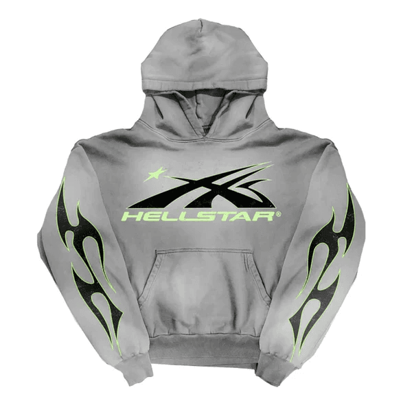 Hellstar Flame Hoodie Green/Grey — Hoodies from Taobao