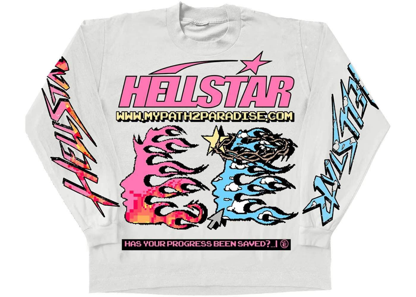 Hellstar Pixel L/S Tee White — T-Shirts from Taobao