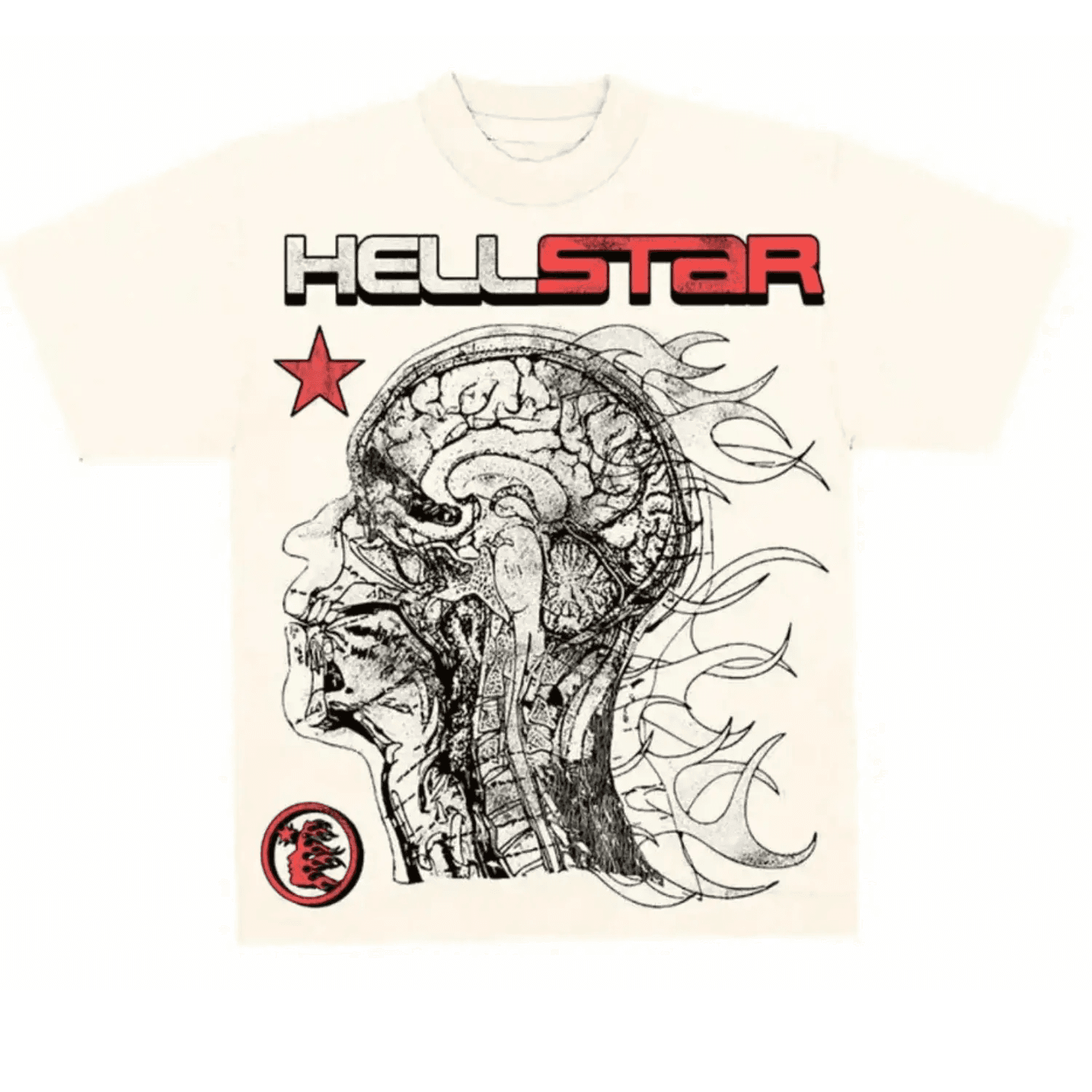Hellstar Studios Cranium Short Sleeve Tee Shirt Cream — T-Shirts from Taobao