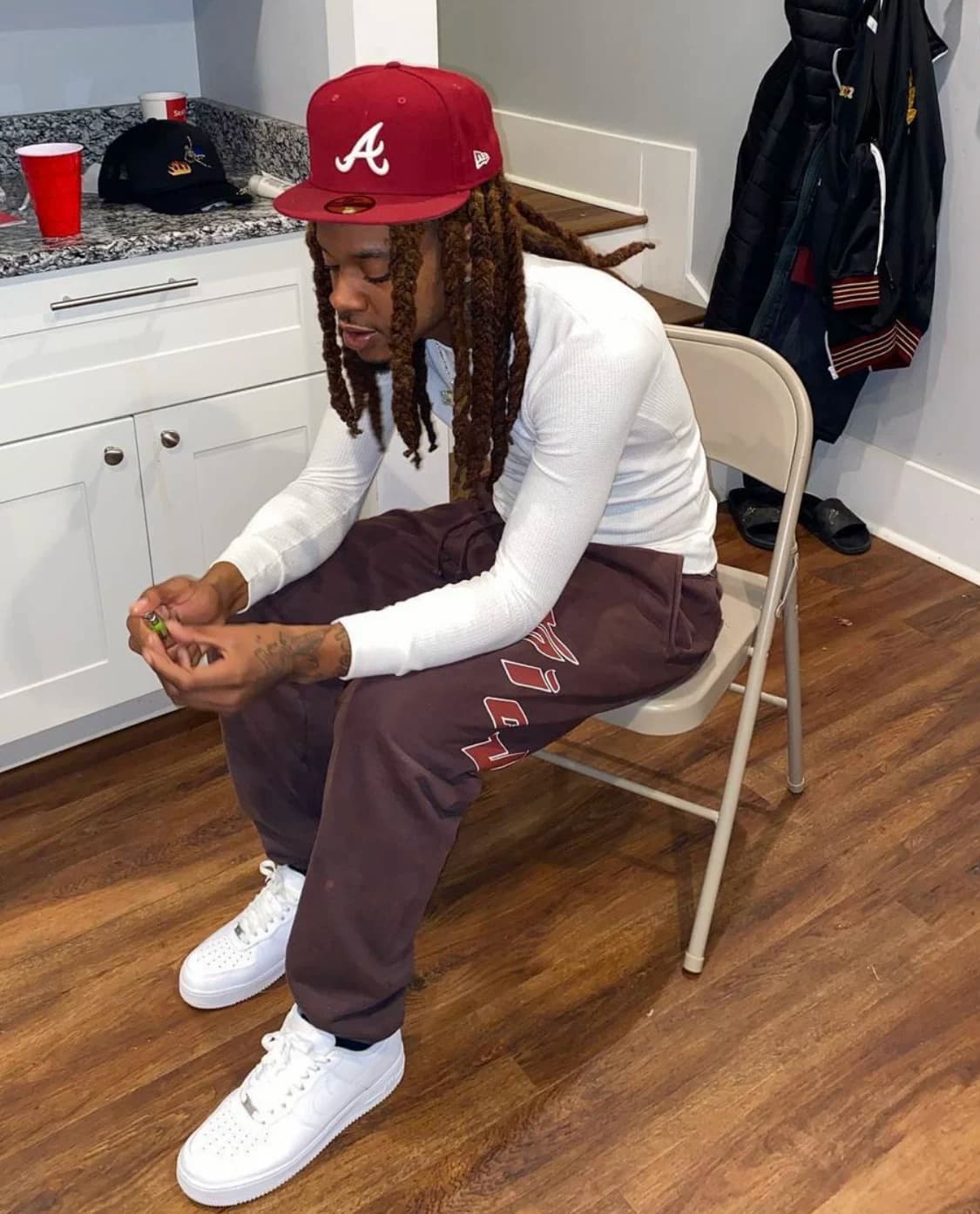 Spot SickoBornFromPain1993 Kid King Ian Letter American Trend Hip Hop Loose Cotton Brown Sweatpants from Taobao