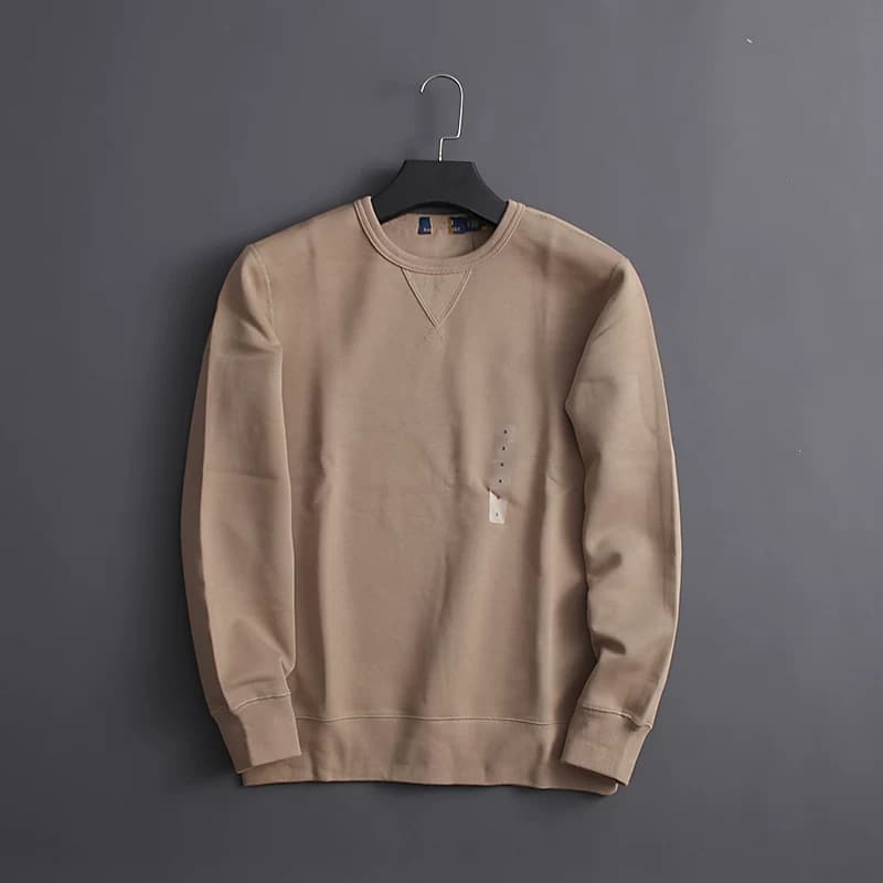 European and American classic solid color basic double sided cloth retro heavy industry simple round neck sweater from Taobao