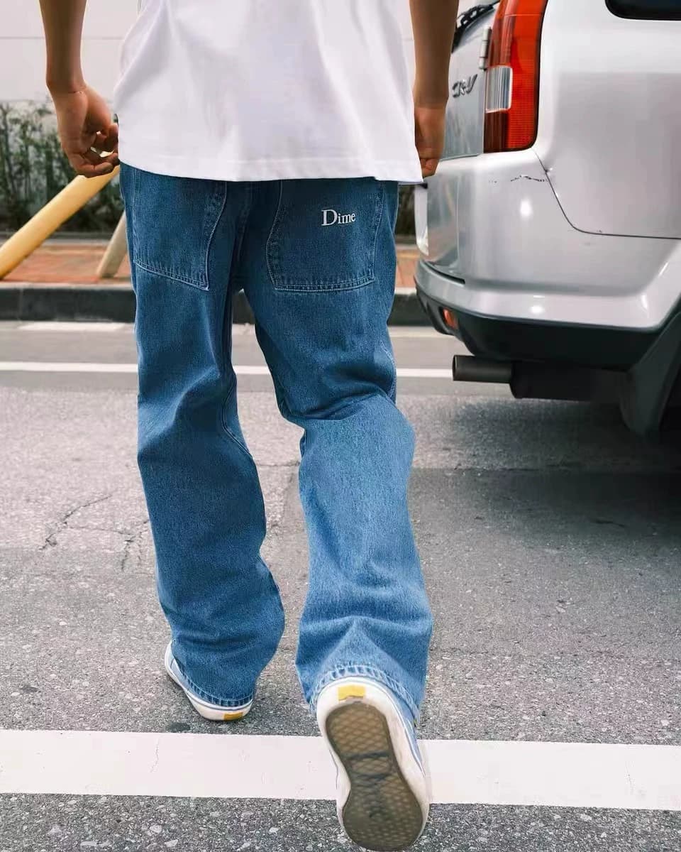 DIME 2022ss three dimensional embroidery LOGO denim trousers American high street style unisex style from Taobao