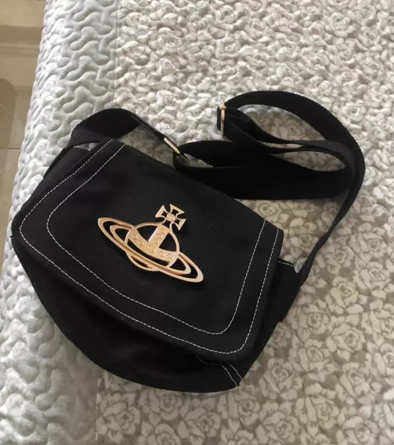 Bolso de lona japonés de la Reina Madre, bolso grande de metal Saturno retro clásico, bolso de hombro unisex from Taobao