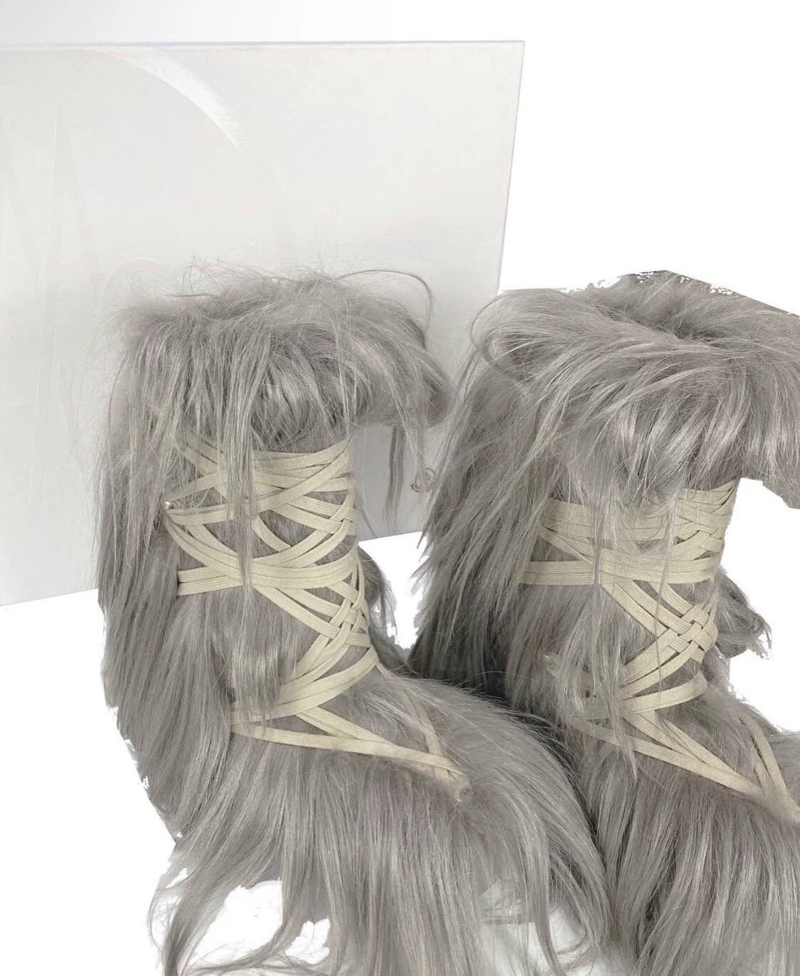 Rick owens x crazy lace up fur snow boots from Taobao