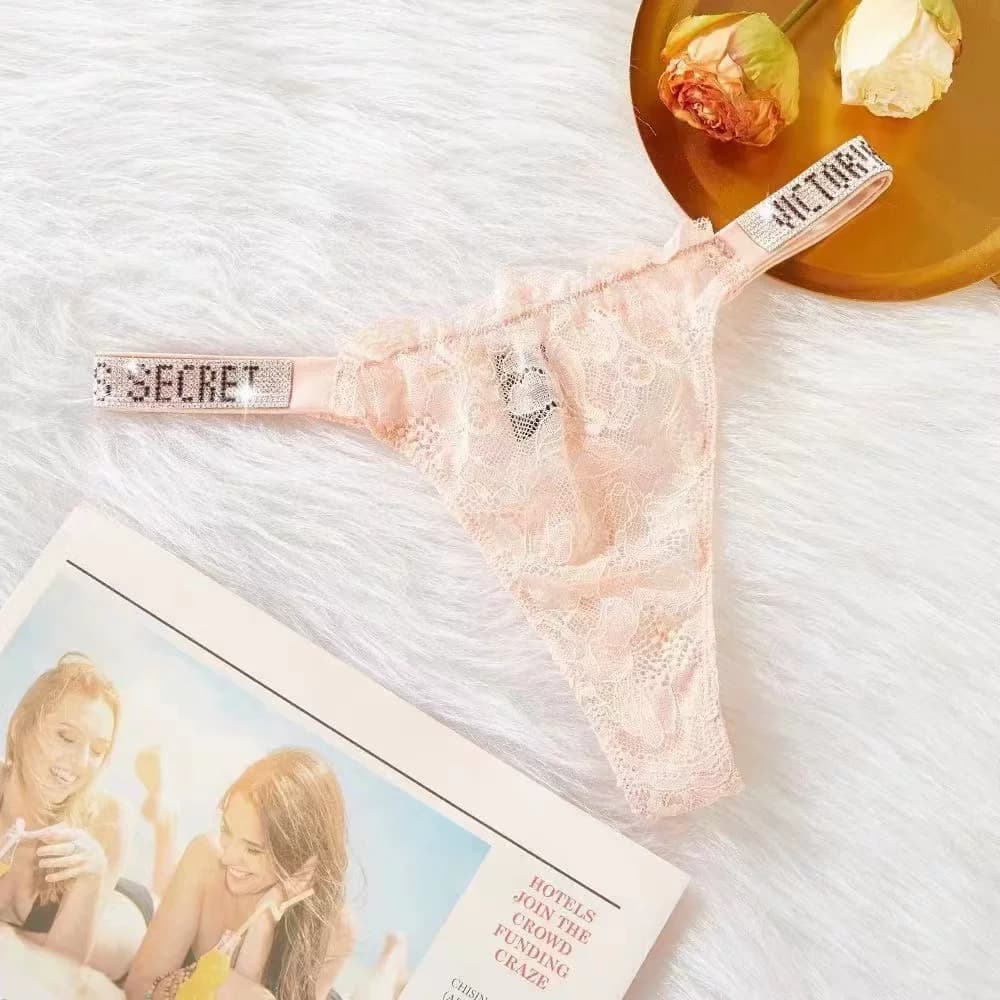 Weivs mi classic underwear high waist rhinestone lace briefs T back Internet hot outer midriff outfit Weiduo from Taobao