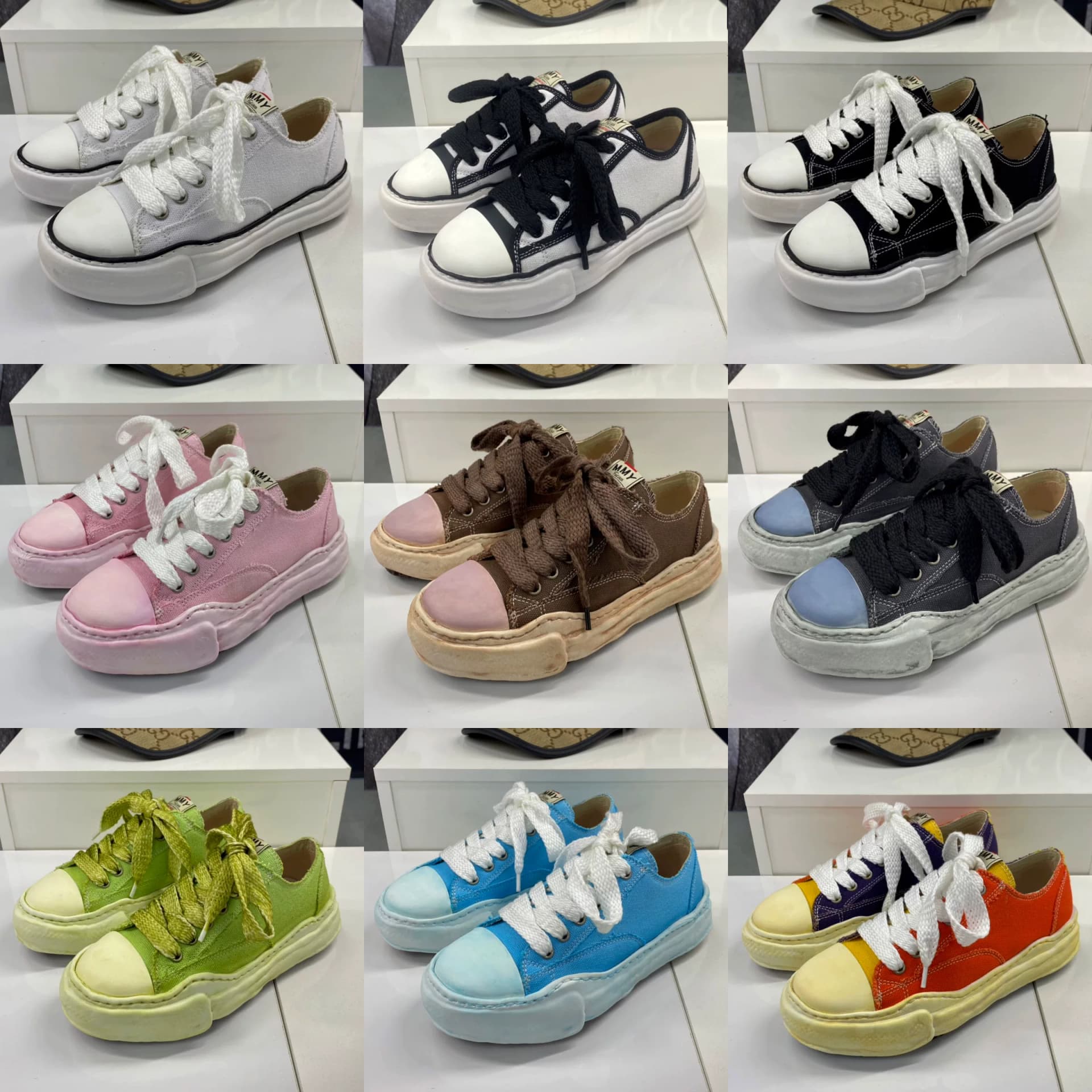 MMY Sanyuan canvas shoes women's flat shoes Kangyu color matching couple shoes thick bottom retro Japanese style trendy shoes men from Taobao