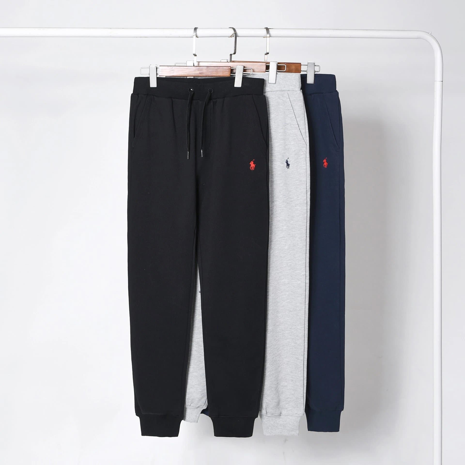 Spring and autumn thin trousers suit sweatshirt embroidery loose large size Paul men's casual pants solid color sweatpants from Weidian