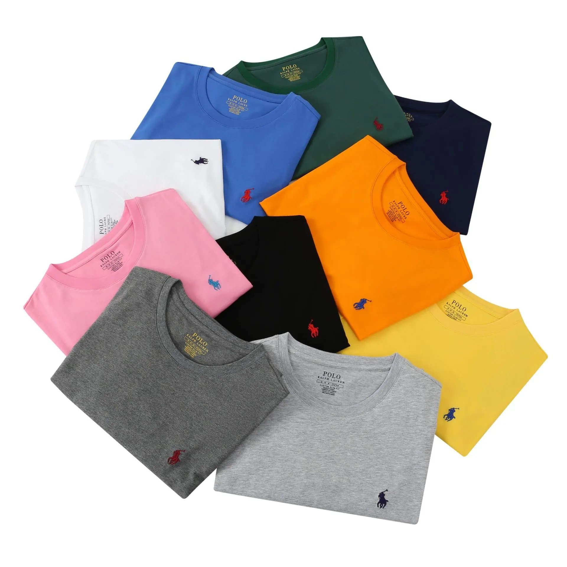 Summer new pure cotton round neck short sleeved men's T shirt solid color pony logo casual fashion half sleeved bottoming shirt from Weidian