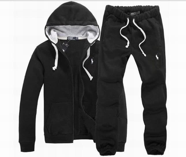 9055 pony logo zipper suit/6, American Paul plus velvet sweater men's casual sports suit POLO cardigan zipper hooded jacket two piece suit from Weidian