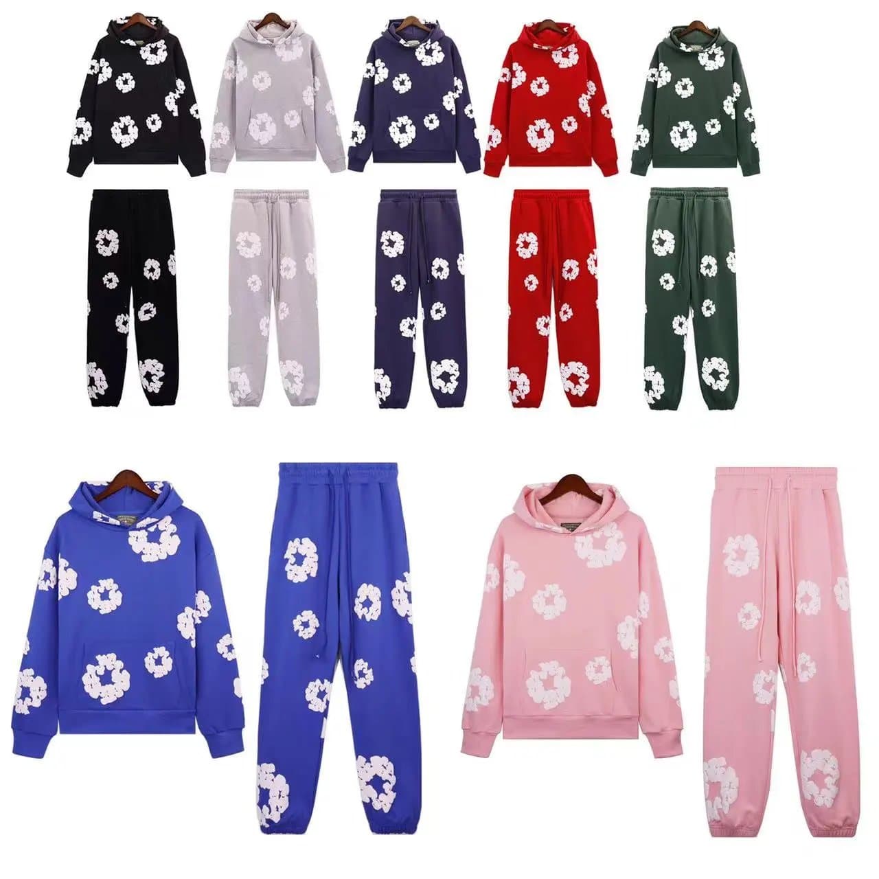 Fashion hooded sweatshirt suit cotton foam printing high quality from Weidian