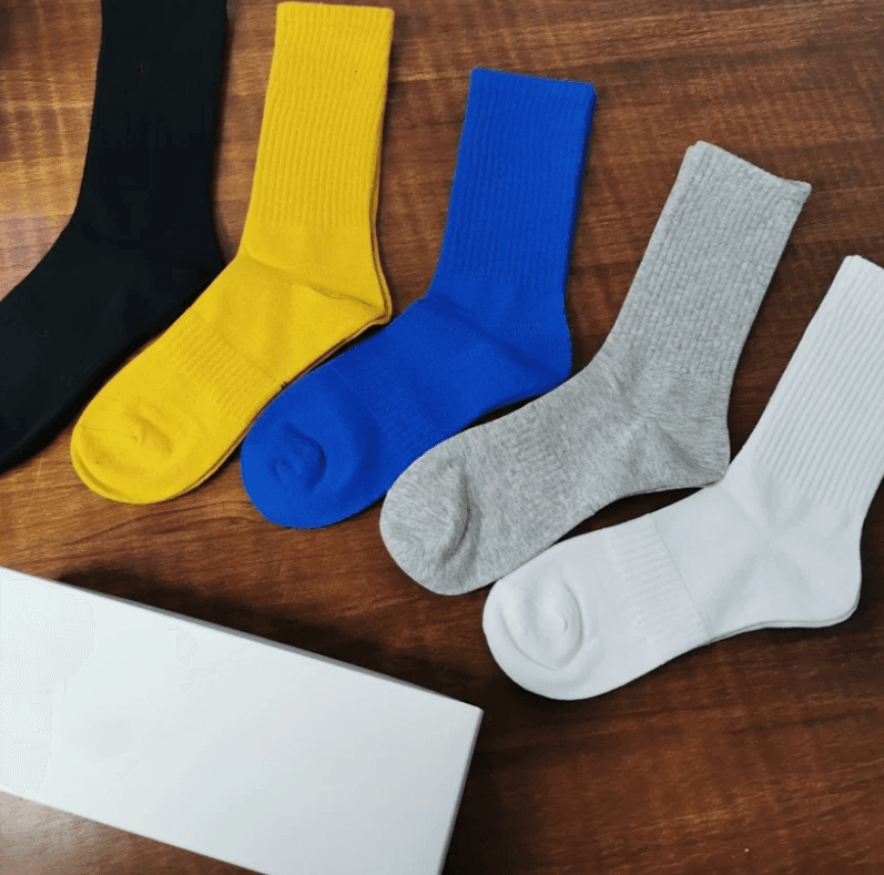 High quality yellow and blue long socks boxed cotton socks from Weidian