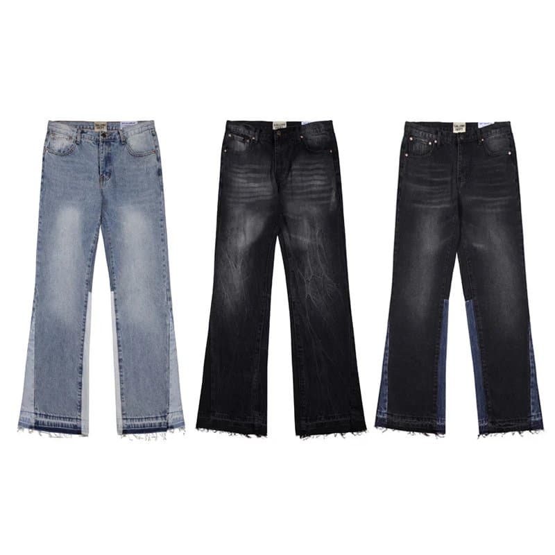 23S Galerdep colorblock flared jeans for men and women high street mopping straight trousers from Weidian