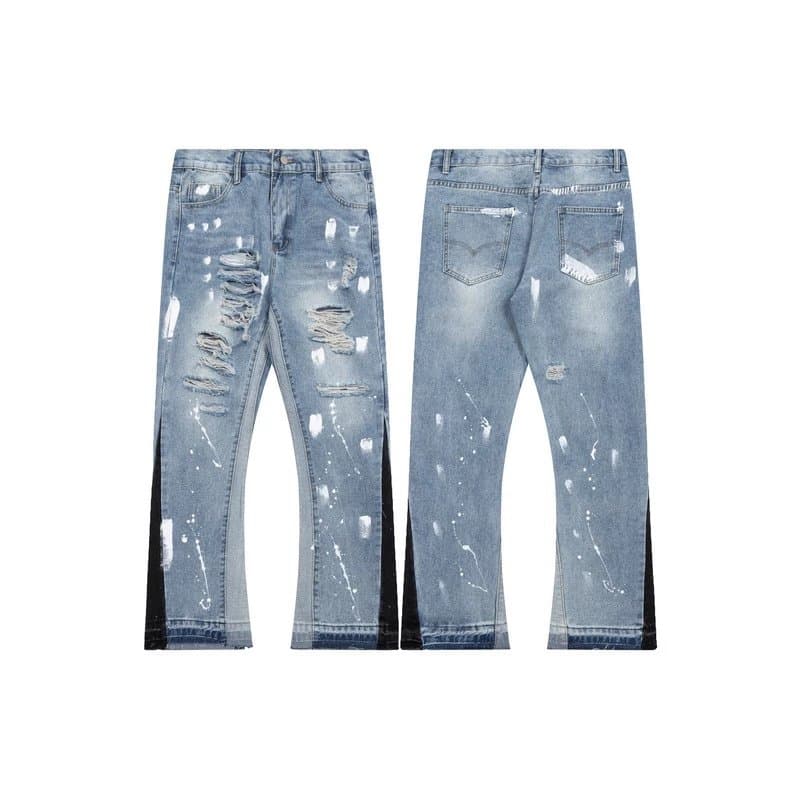 Glery dpt retro distressed ink splashed high street vibe straight wide leg jeans from Weidian
