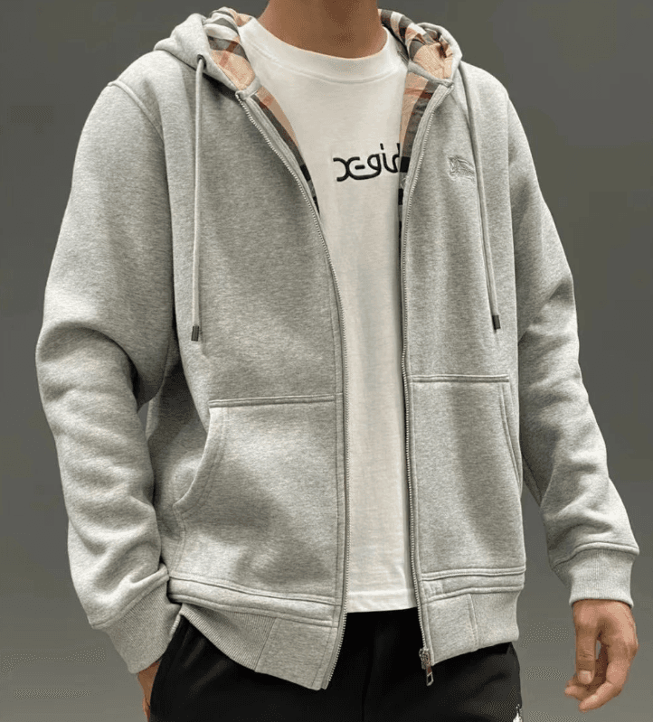 Cotton Zip Up Cardigan Sweatshirt with Hood from Weidian