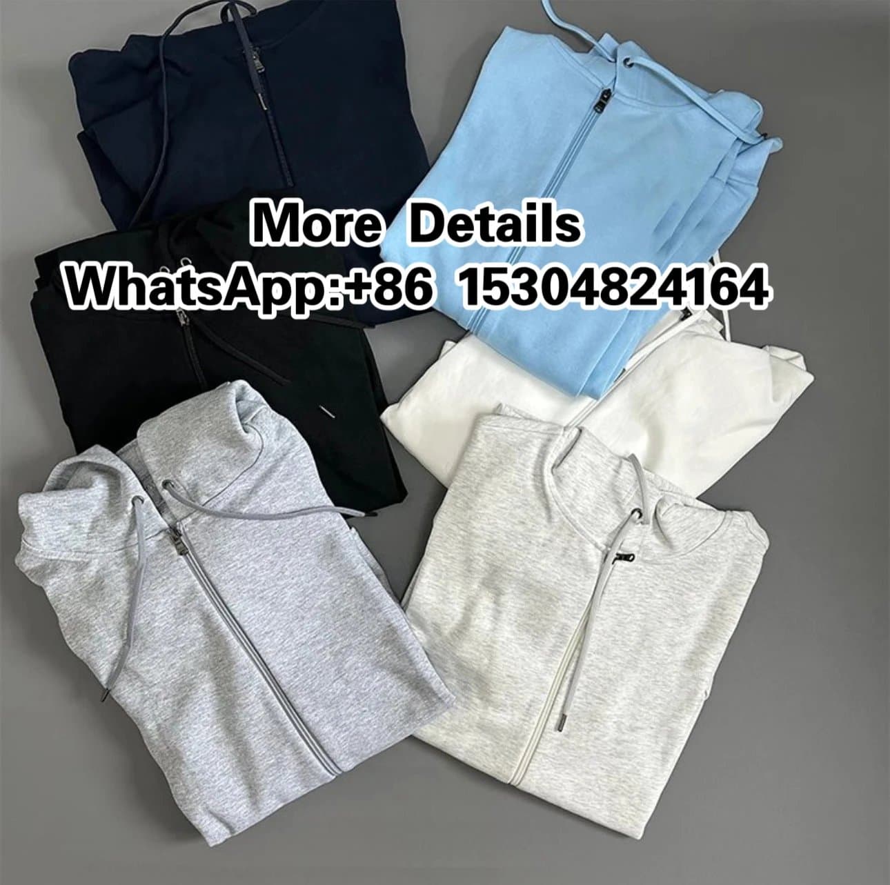 Double sided fabric zip up hooded sweatshirt from Weidian
