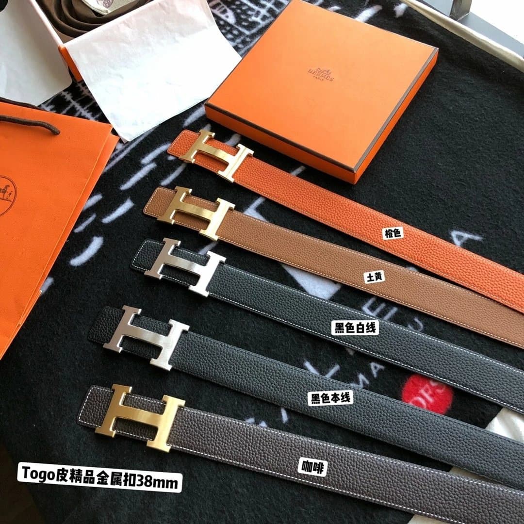 Brand new high quality leather belt for men top layer cowhide double sided H buckle business casual belt from Weidian