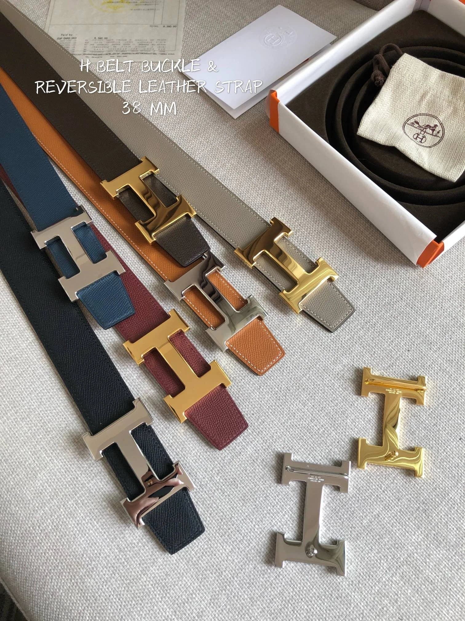 High quality stock New top grain cowhide belt for men and women H buckle business casual double sided belt from Weidian