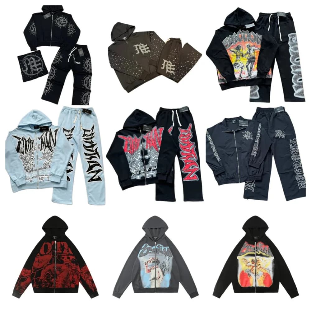 Mixed Emotion Rhinestone Zip Hoodie Collection — hoodies from Weidian