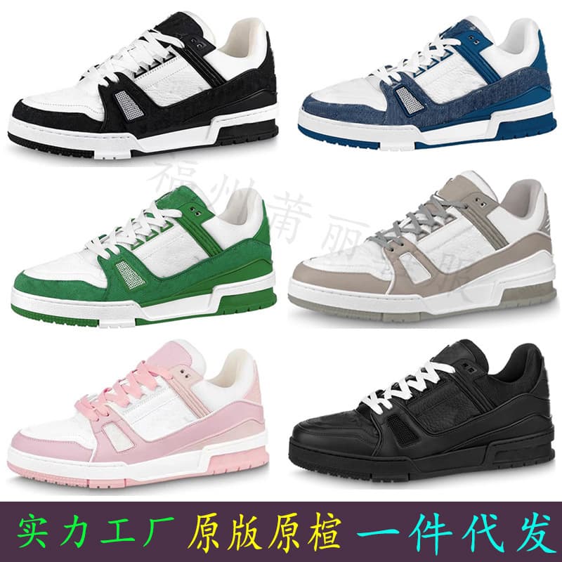2024 light luxury L niche fashion brand V genuine leather spring and autumn men's shoes casual sports all match women's shoes sneakers Xiaohongshu from 1688