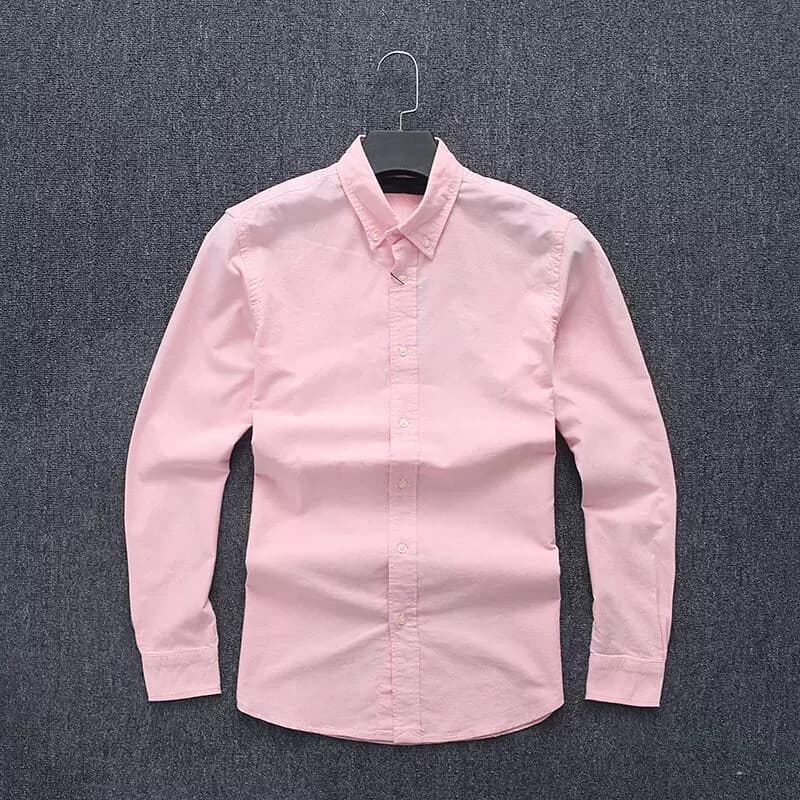 Men's soft washed natural cotton men's spring new Oxford shirt solid color slim shirt from Taobao